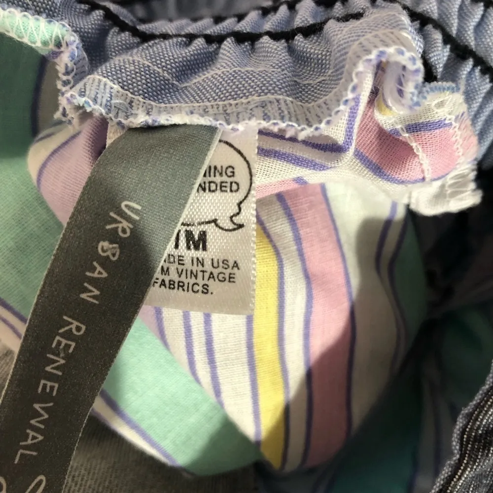 Urban Renewal Vintage Striped Pastel Babydoll Tunic Blouse XS Blue - Image 8