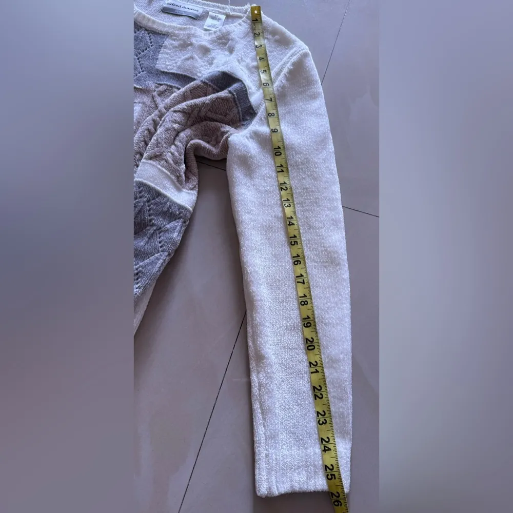 Alfred Dunner Womens Gray White Check Long Sleeve Pullover Sweater Size PM - Image 9