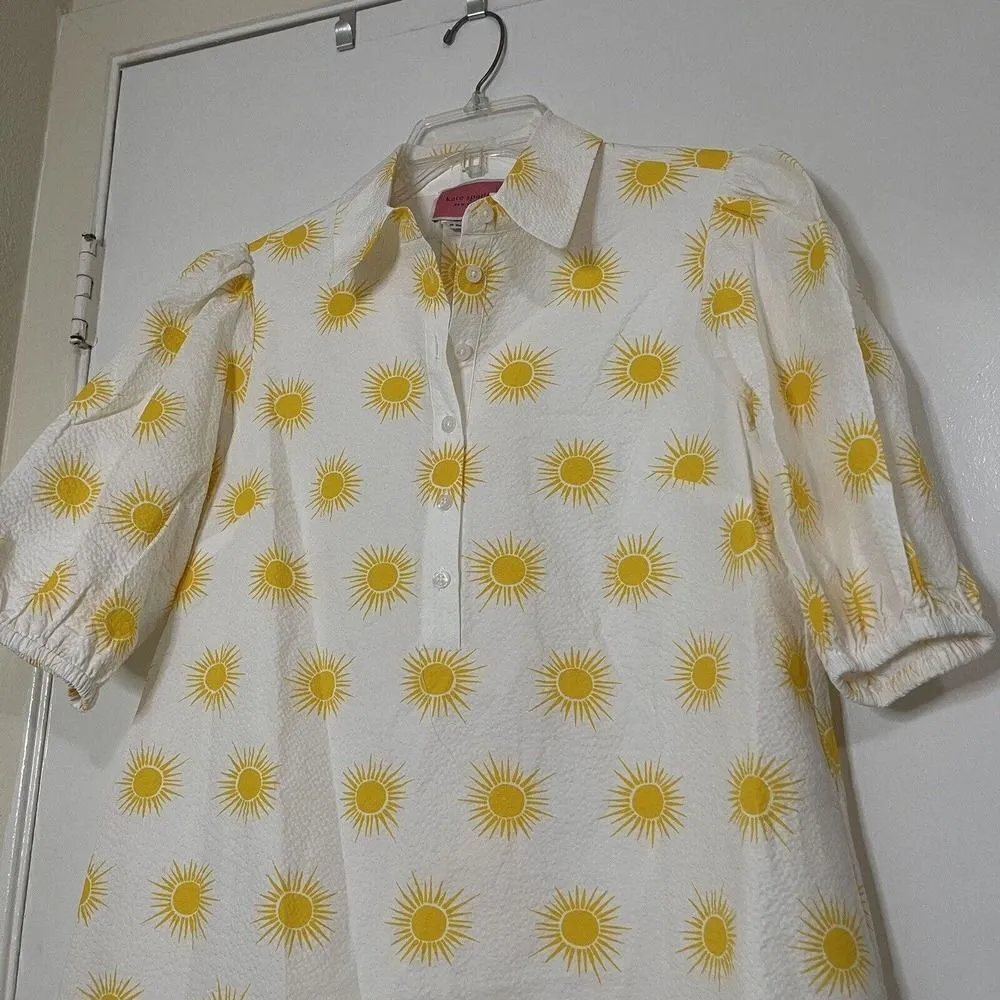 NWOT KATE SPADE SUNS LAKE YELLOW FLORAL 2 WAY BELTED DROP WAIST DRESS MEDIUM - Image 6