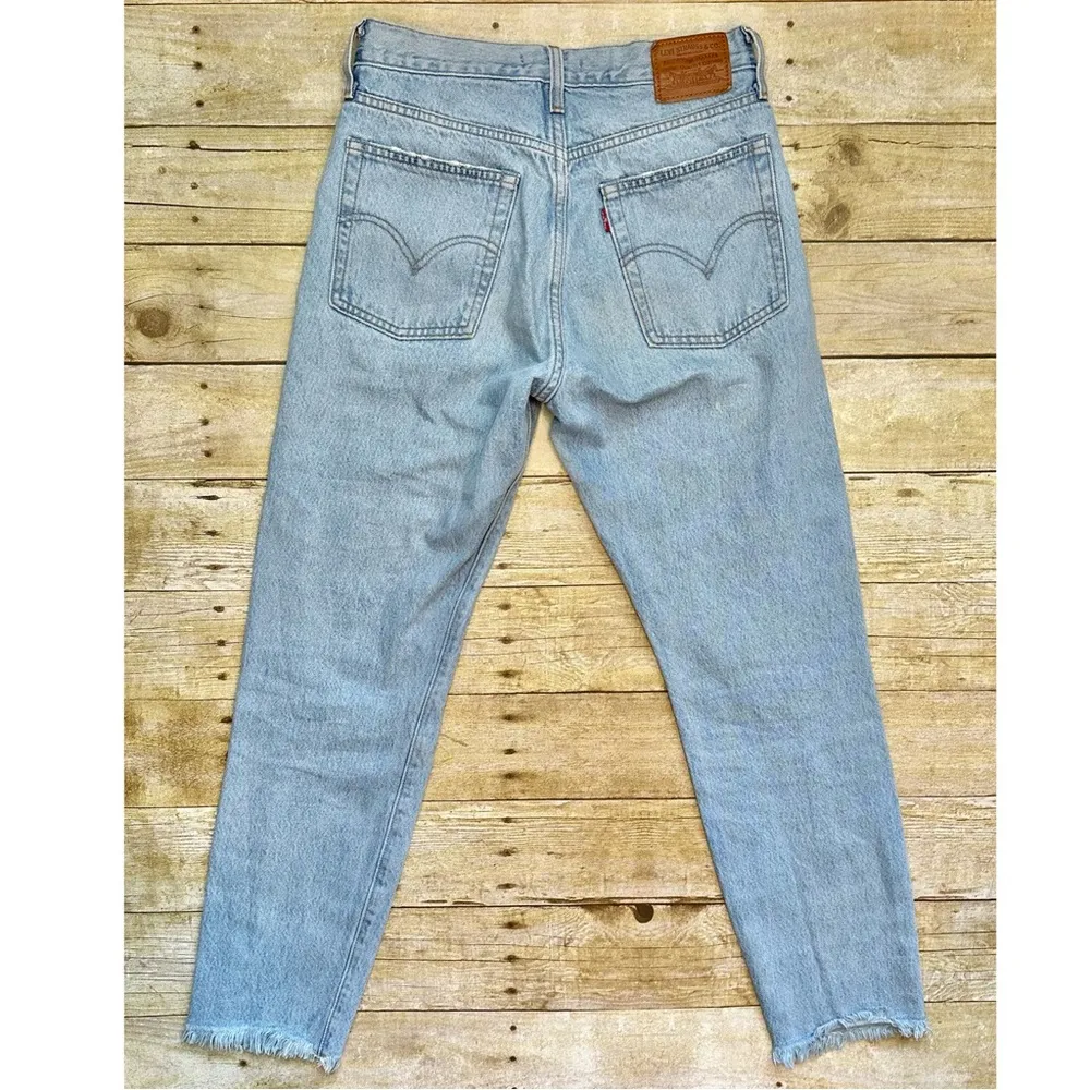 Levi’s Premium Wedgie Distressed Destroyed Light Wash Denim Jeans - Image 2