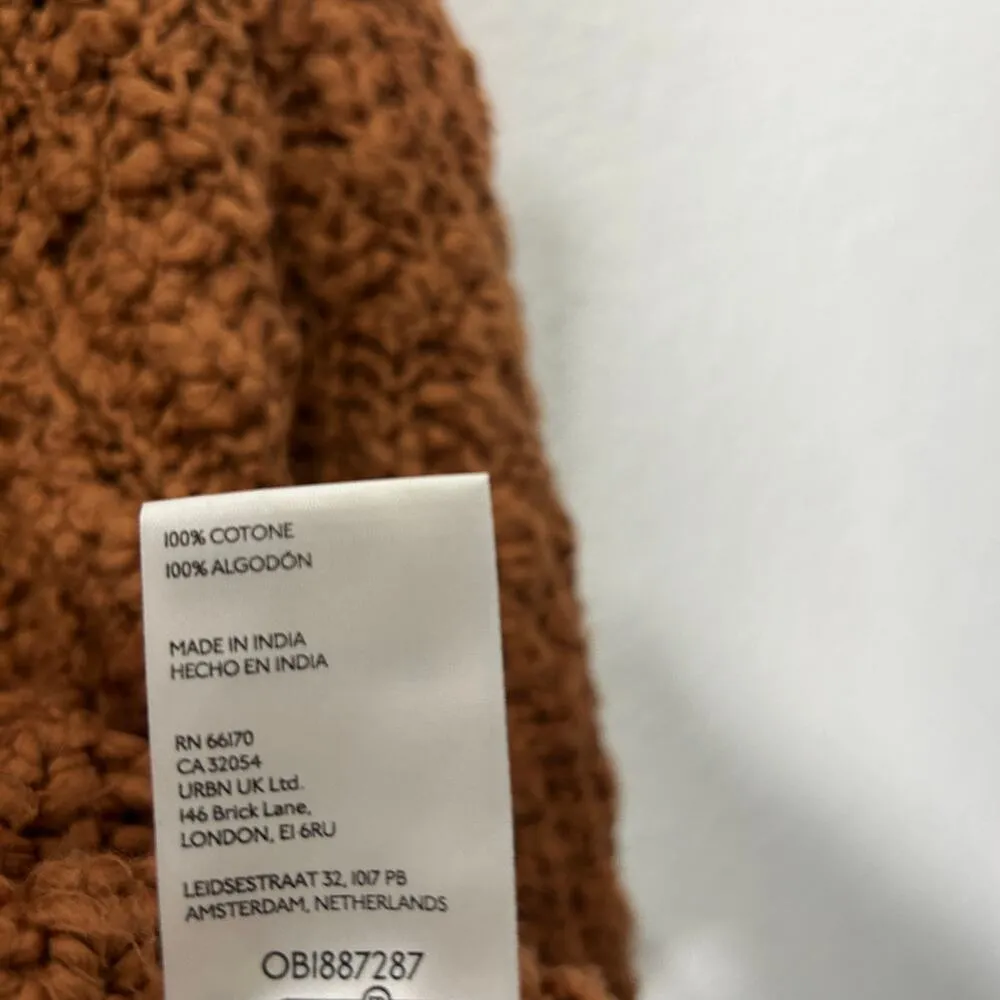 NEW Free People In A Swirl Chunky Pullover Sweater Cinnamon Brown Blouson Sleeve - Image 9