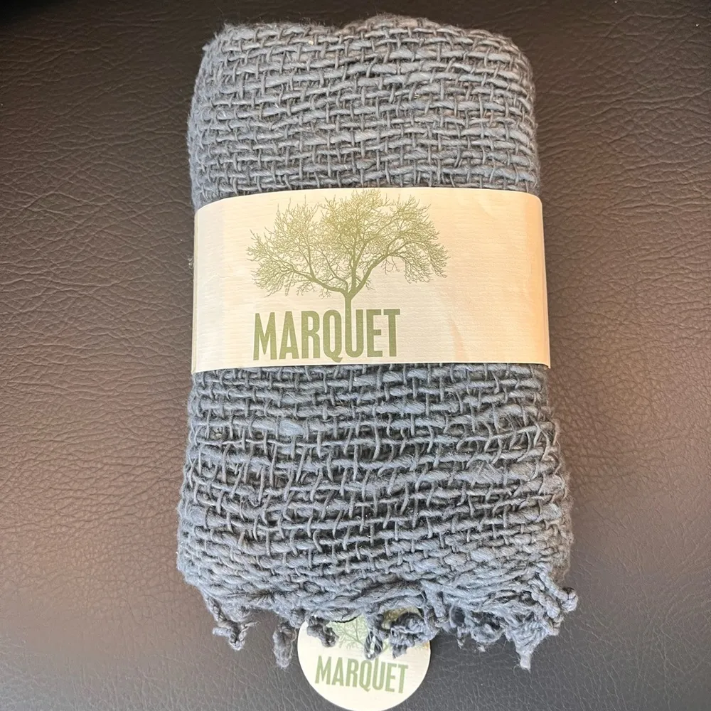 Marquet Free Weave Scarf Hand Dyed Hand Woven Fair Trade Charcoal New Gray - Image 3