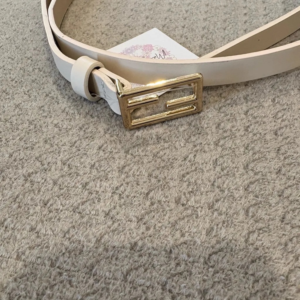 Elegant Ivory Belt with Gold Buckle White - Image 4