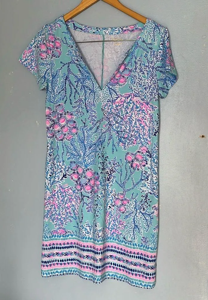 Lily Pulitzer Sophiletta UPF 50 Blue Ibiza Now You Sea Me Short Sleeve Dress - Image 2