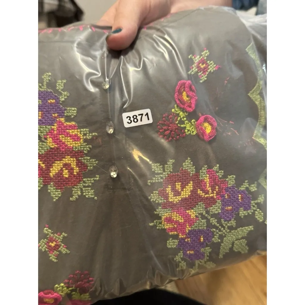 Uncle Frank‎ Anthropologie Embroidered Floral Boho Dress Cottagecore Hippie Sz M - Image 14