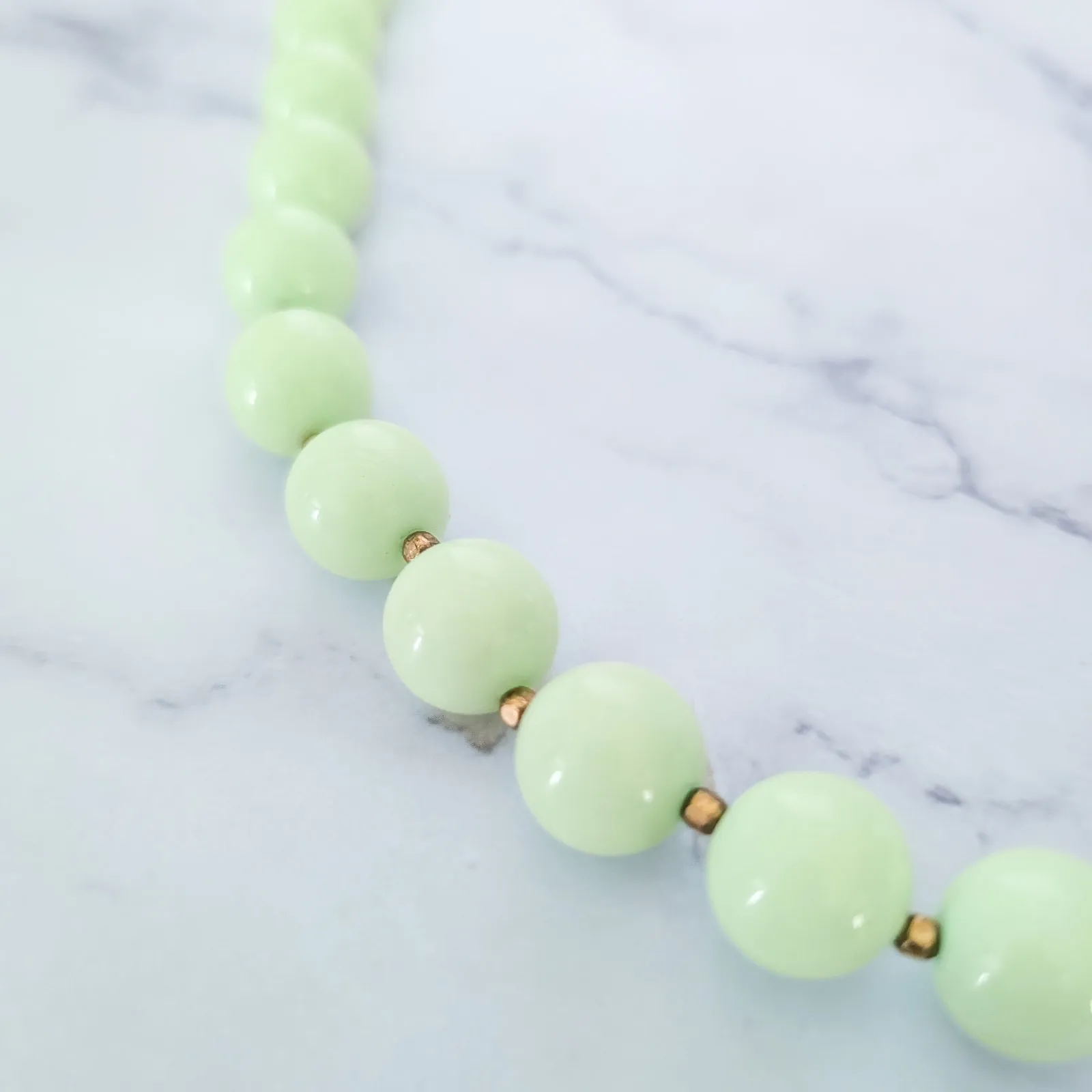 Vintage Crown Trifari Necklace Light Green/Mint Necklace Retro 24.75" Green - Image 3