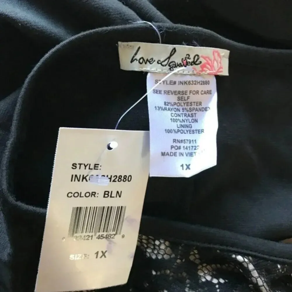 Love Squared Plus Size Black Lace-Panel Dress NWT 1X - Image 7