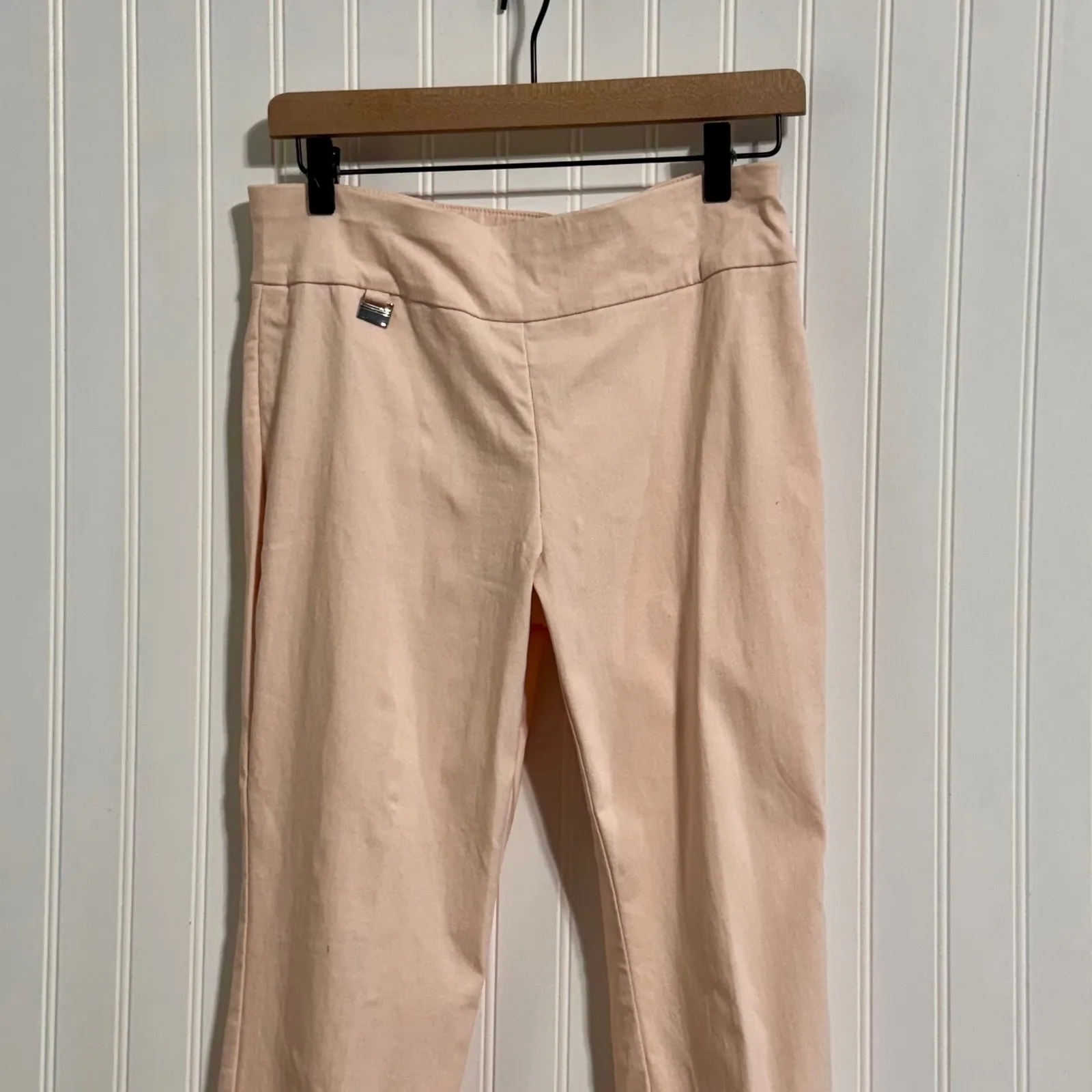 Alfani Womens Tummy Control Capri Pants 8 Pink Pastel Pull On Career Stretch - Image 2