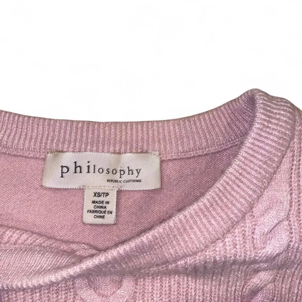 Light pink cable knit balloon sleeve sweater - Image 4