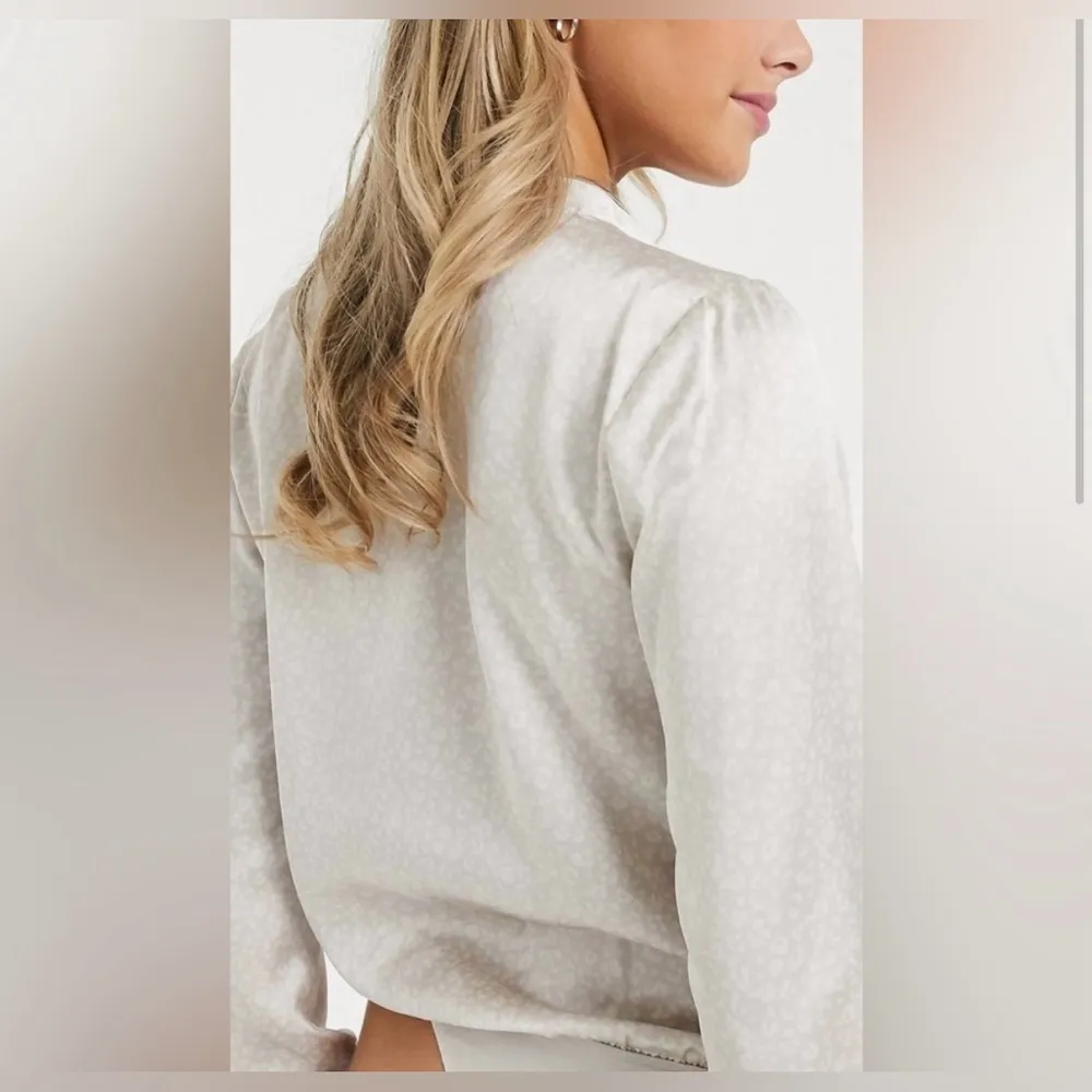 Abercrombie & Fitch Leopard Cheetah Print Champagne Satin V-Neck Bodysuit Small - Image 3