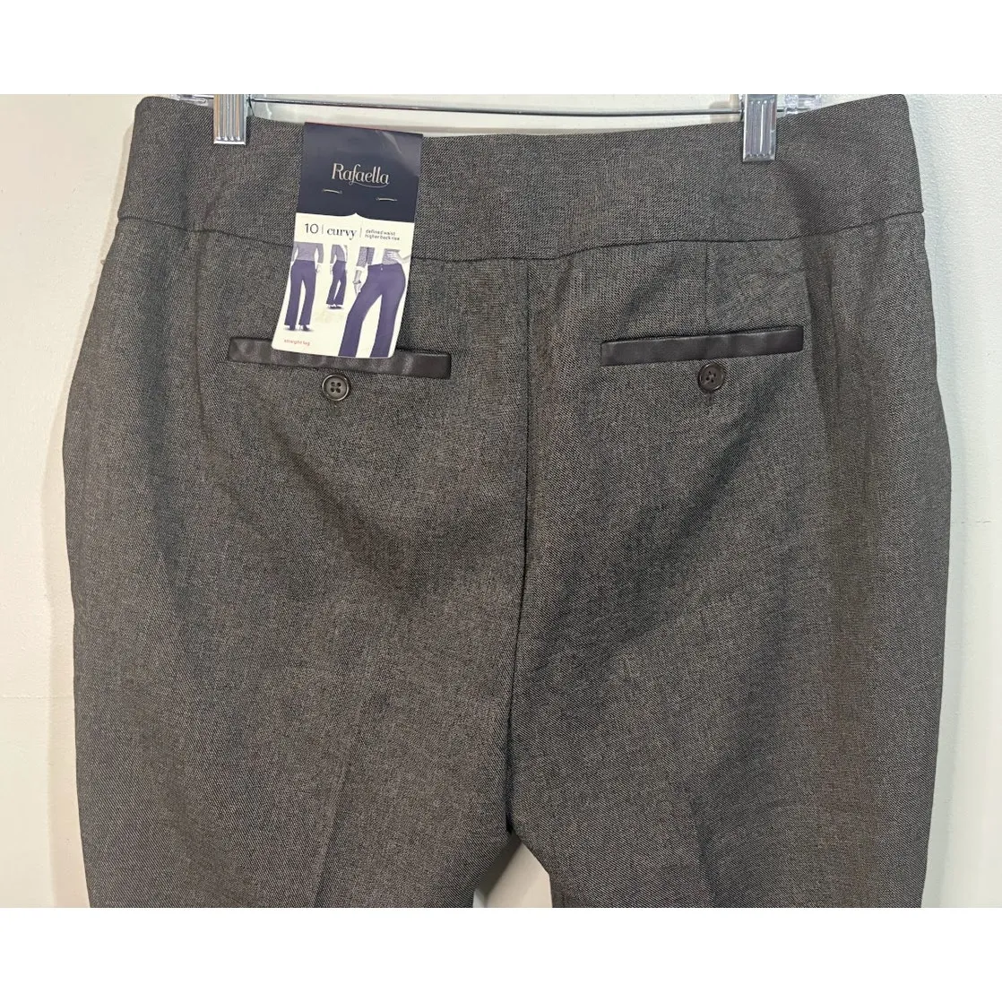 Rafaella Curvey Straight Women's Dress Pants with Leather Trim Size 10 NWT - Image 5