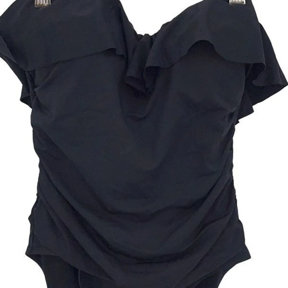 Bleu Rod Beattie Womens Ruffle Bandeau Wave Runner One-Piece Swimsuit Black Sz 4 - Image 3