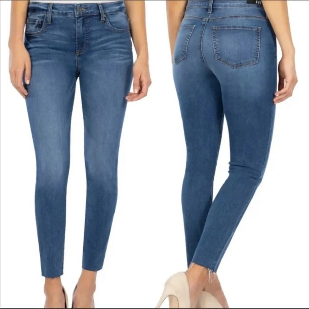 Kut from the Kloth Connie Ankle Skinny Raw Hem Medium Wash Mid Rise Jeans Size 0 - Image 11