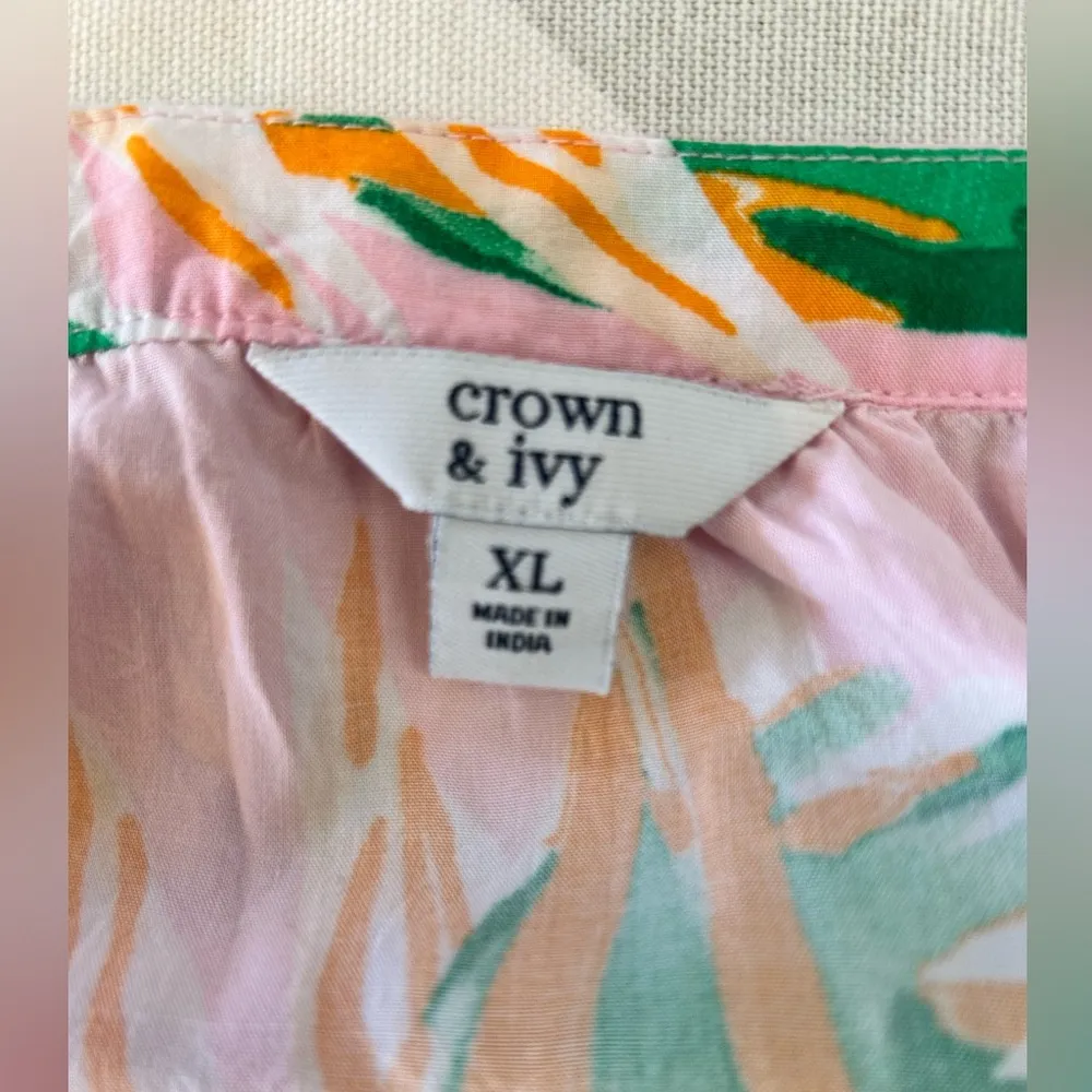 Crown & Ivy Multicolor Leaf Print Top - Image 2