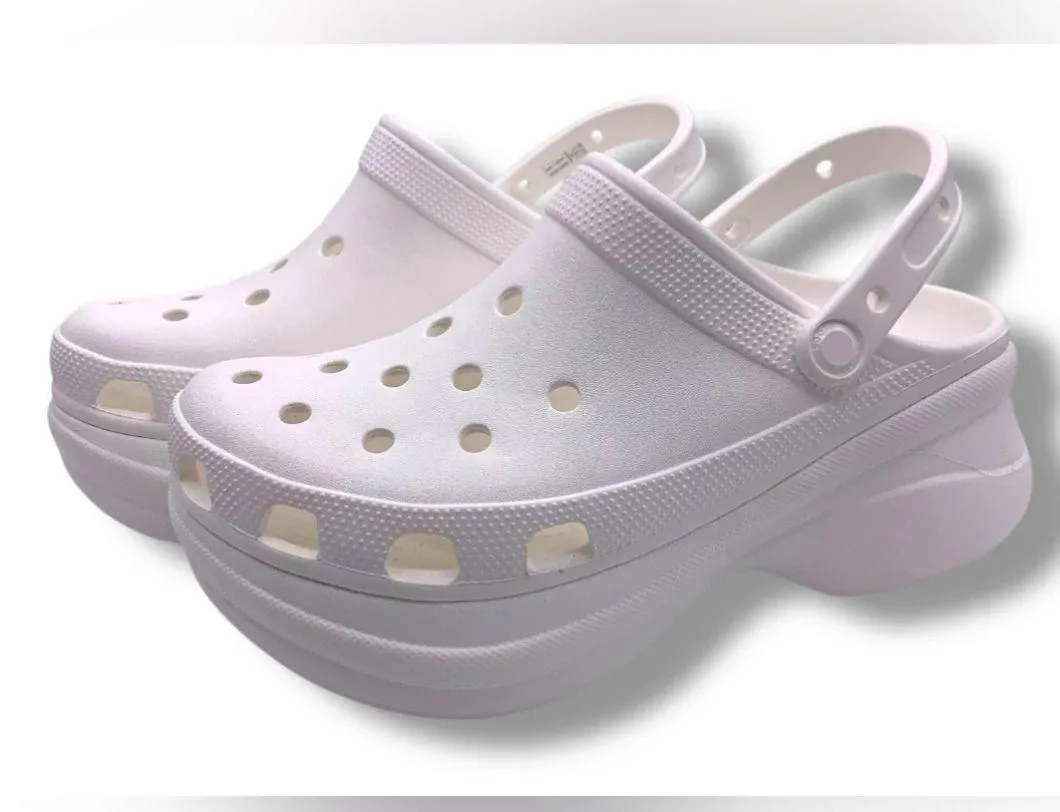 NEW Crocs Women's Classic Bae Clogs Platforms White Size 9W Ionic Comfort - Image 10