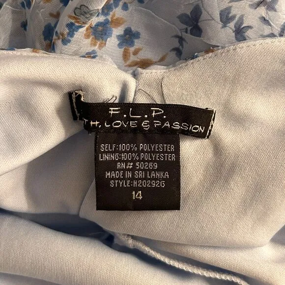 Vintage Womans Dress Size 14 Blue Floral Slip Like Romantic Light‎ Fairy - Image 8