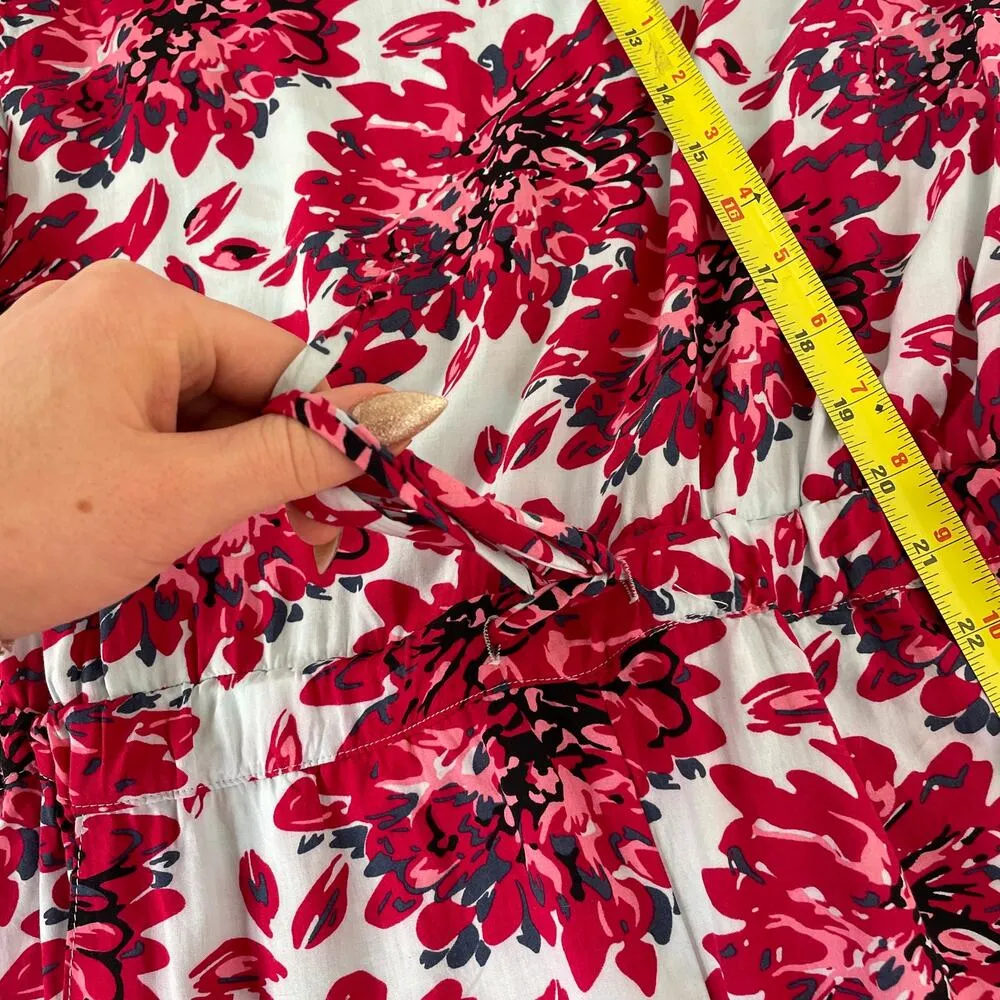 Splendid  Red Mediterranean Blossom Drawstring Romper Playsuit Size M - Image 10