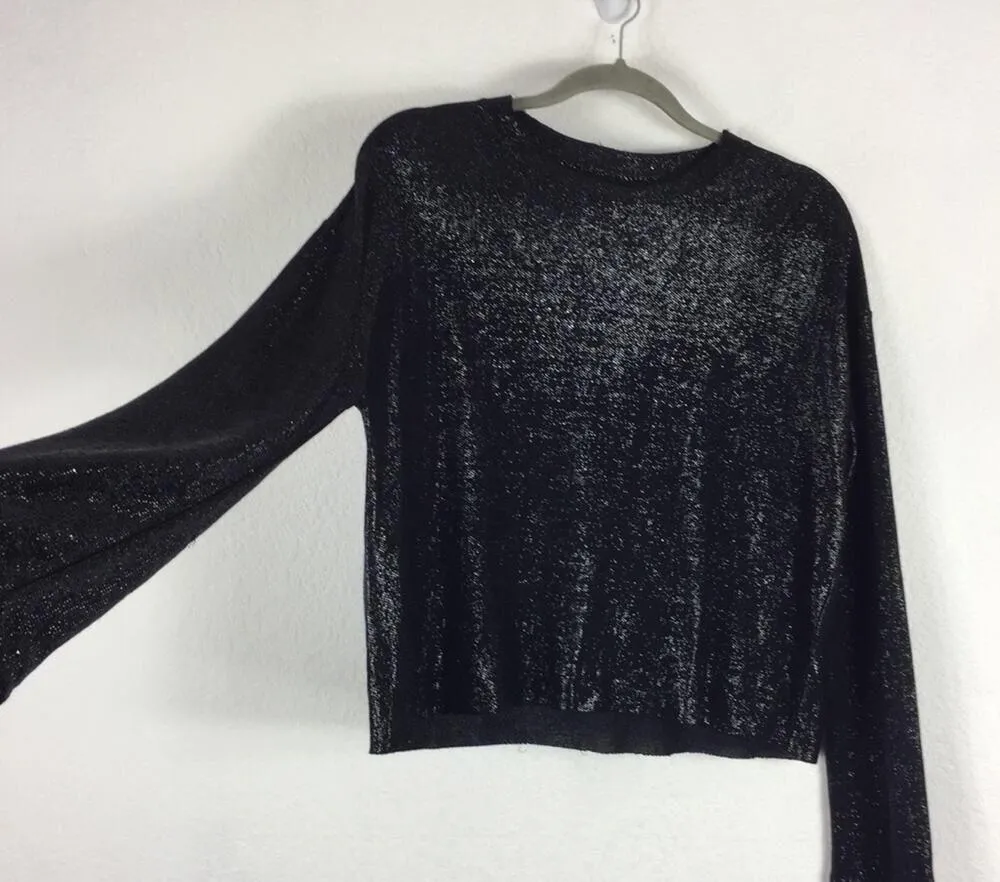 RTA Emmett Black Metallic Blouse XS Long Sleeve Lightweight Top Whimsigoth - Image 10