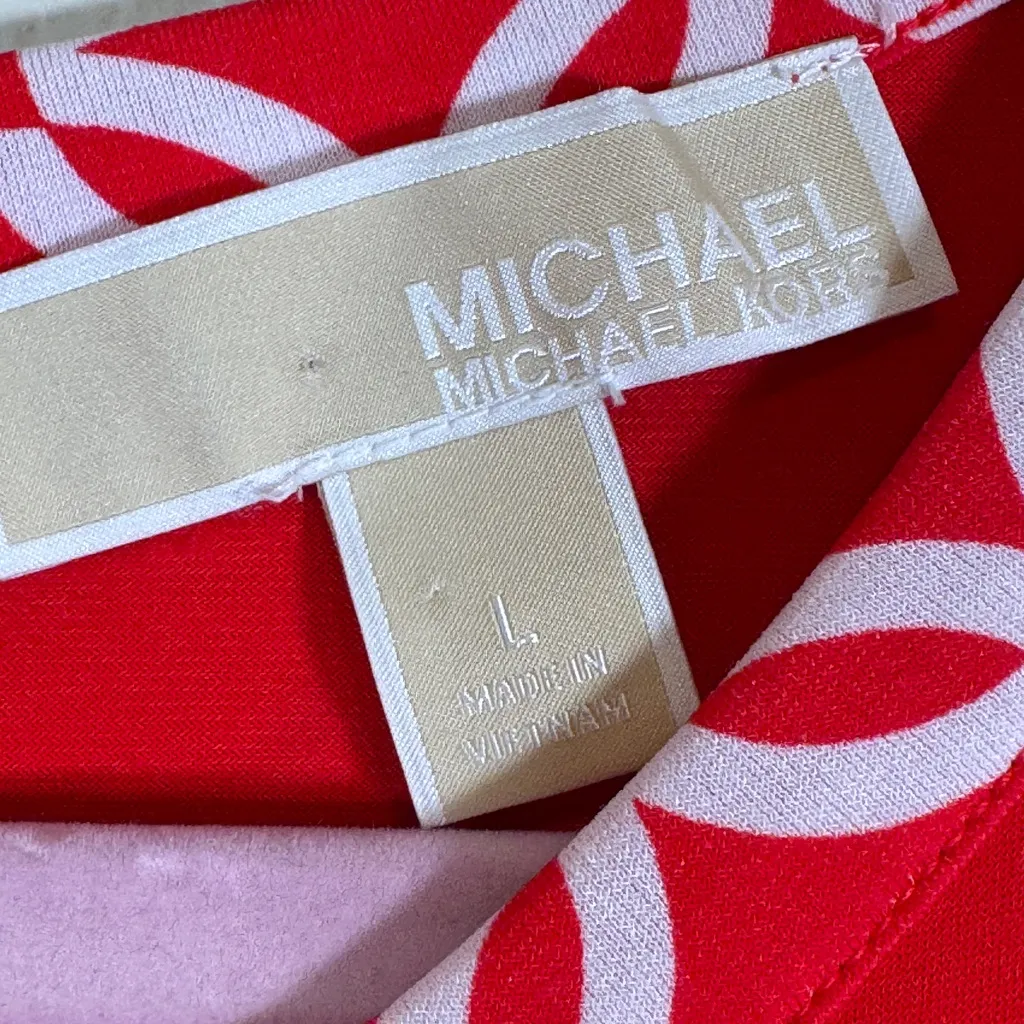 Michael Kors Red Faux Wrap Mini Dress Womens L Corpcore Classic Preppy Career - Image 9
