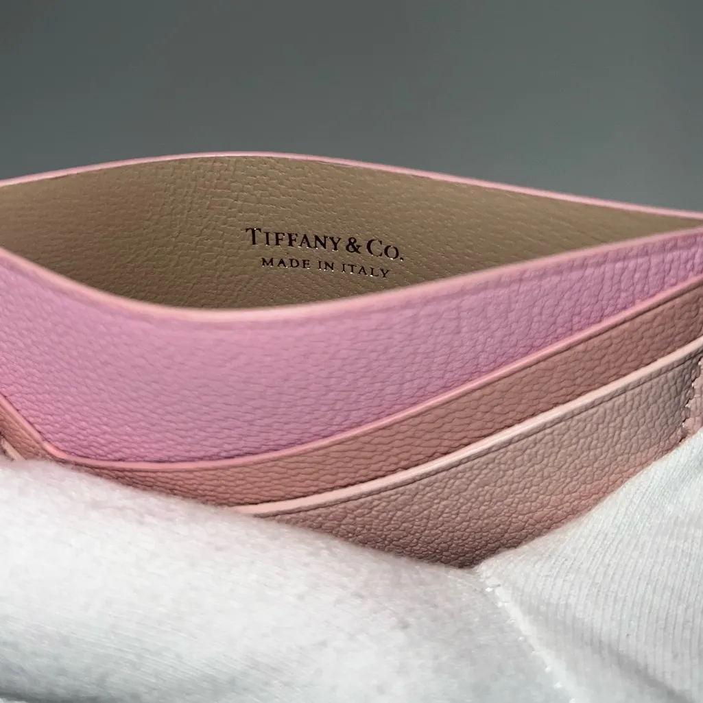 Tiffany & Co. Tiffany T Cardigan Pink Colorblock Card Case Card Holder Wallet - Image 12