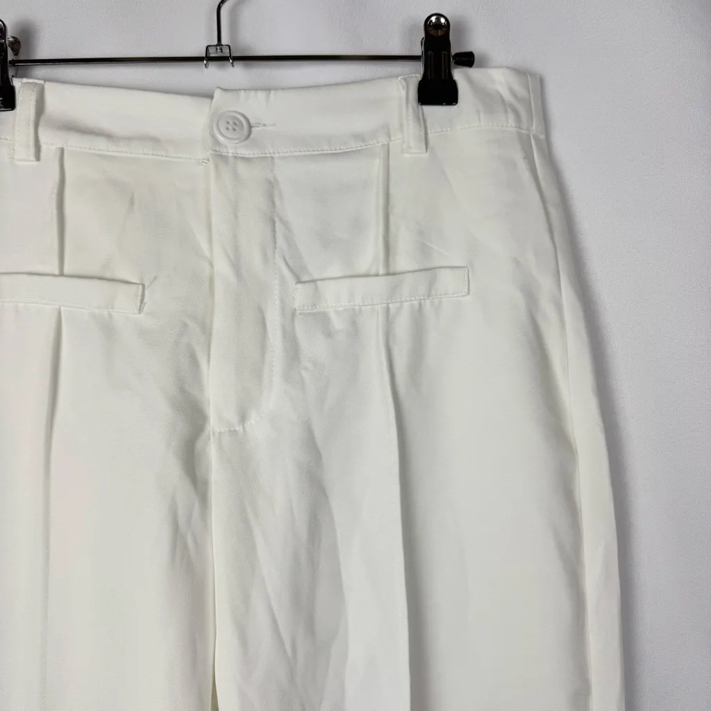 Boutique White High Rise Wide Leg Dress Trouser Pants M - Image 3
