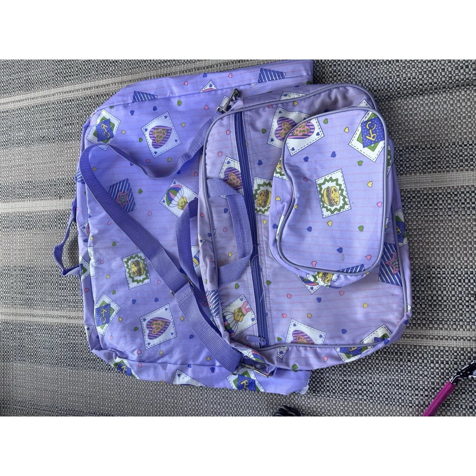 Vintage 90's Y2K Dance Travel Garment Bag Duffel Toiletry Zipper Purple Girls - Image 9