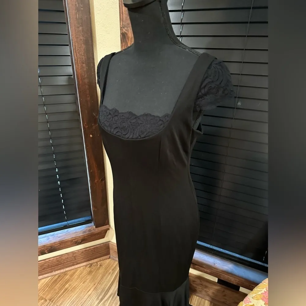 GUC DAVID  MEISTER    black cocktail dress with bottom balse and lace Sz 12 - Image 6
