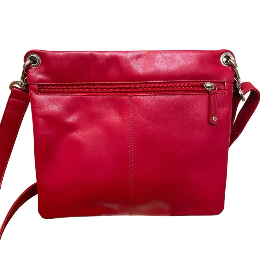 ILI New York 100% Leather Red Crossbody Bag Style 6081 NWT - Image 4