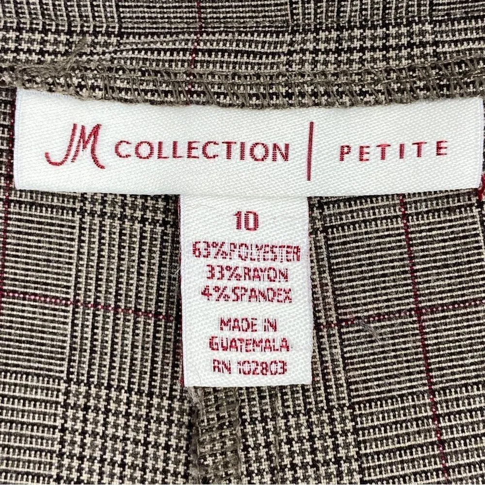 JM Collection Petite Plaid‎ Straight Leg Dress Pants Trousers Brown Maroon 10P - Image 7