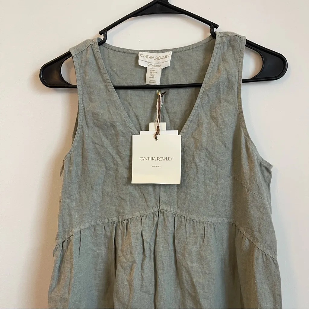 NWT Cynthia Rowley 100% Linen Sage Green Dress XS Vacation Coastal Cottagecore - Image 2