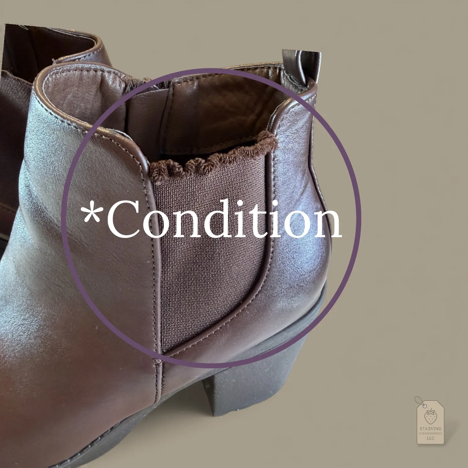 Top Moda Brown Platform Chelsea Boots Chunky Heel Size 7 Faux Leather Grunge - Image 8