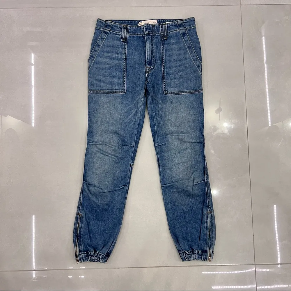 Nili Lotan Cropped French Military Jeans Duane Wash 24 Blue Denim NWT $375 - Image 4