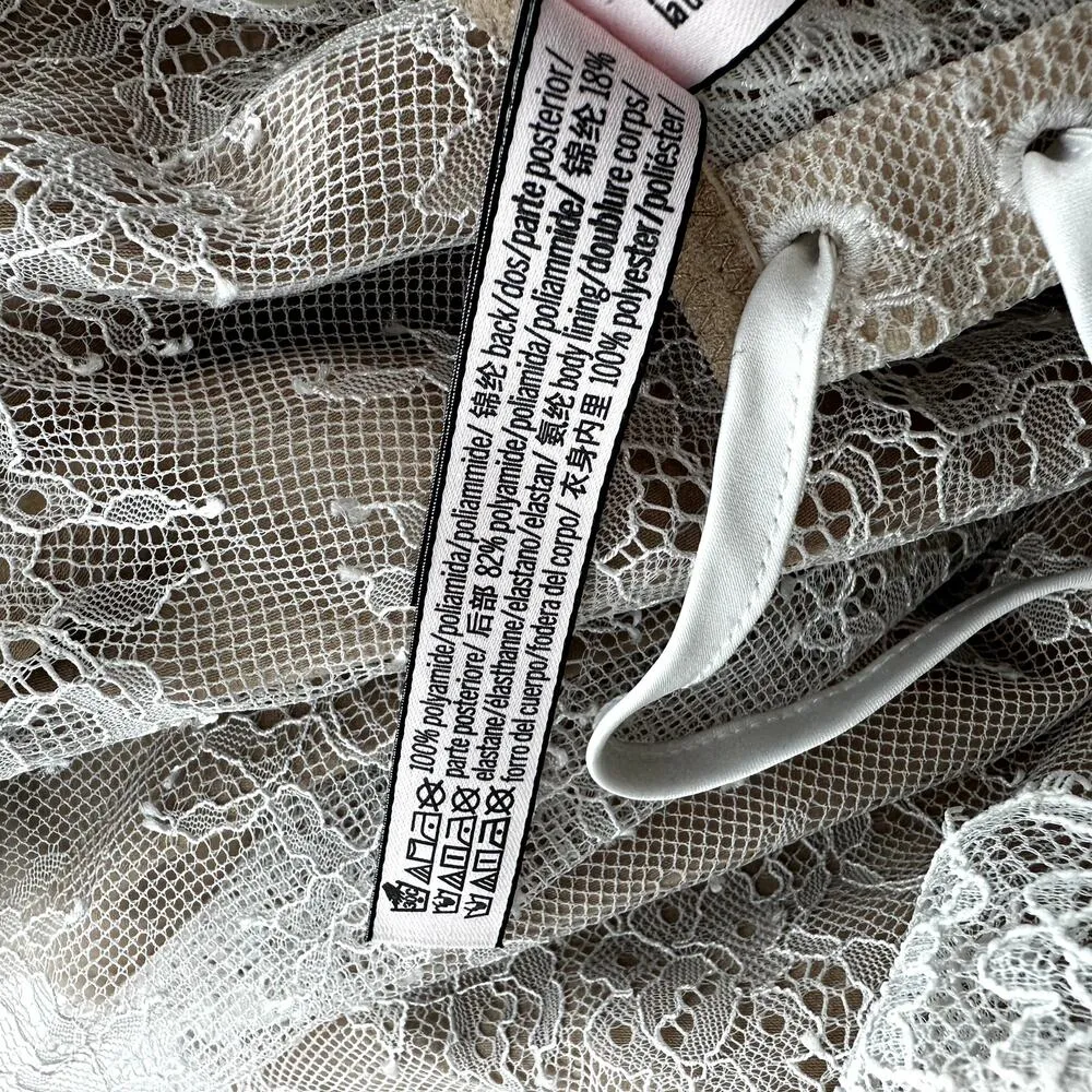 Victoria's Secret Wicked Balconette Lace Slip Dress Mini Boned Underwire White M - Image 6