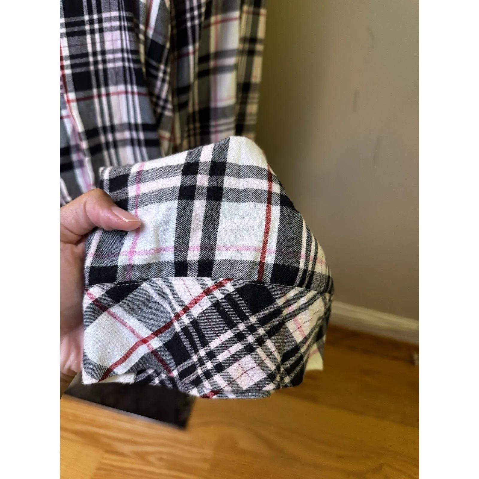 Victoria's Secret Women's Soft Flannel Long Sleeve Pajama Set Pink Plaid Size XL - Image 15