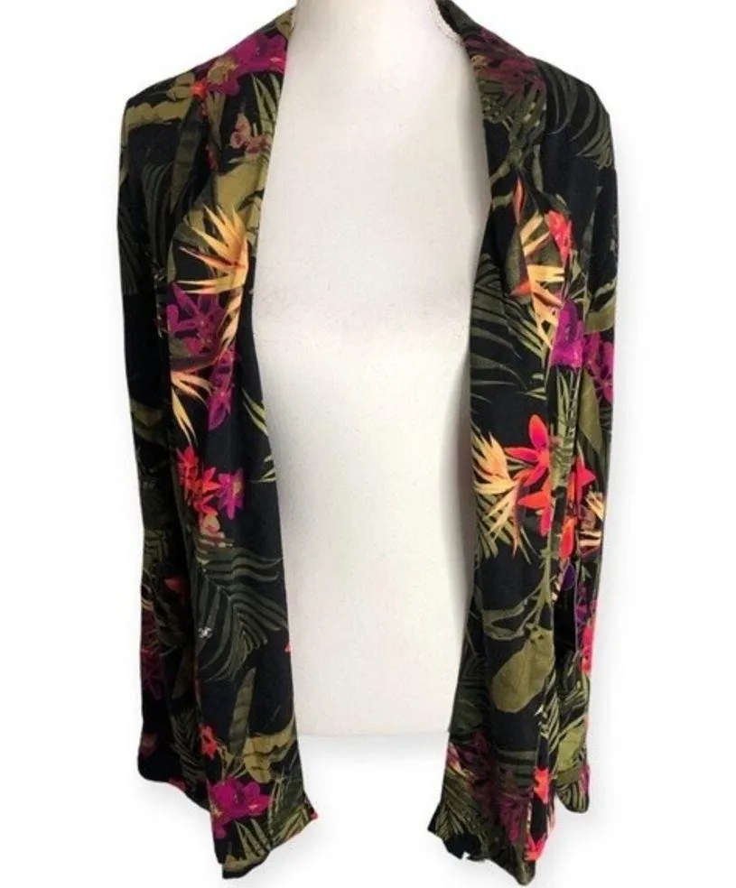 Worthington Isla Floral Snap Closer Long Sleeve Belted Blazer Jacket XXL - Image 2