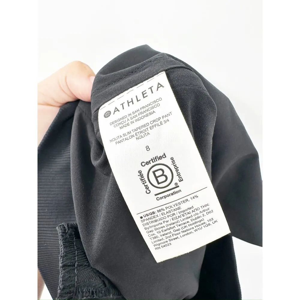 Athleta Nolita Slim Tapered Crop Featherweight Black Pants Size 8 #980400 - Image 6