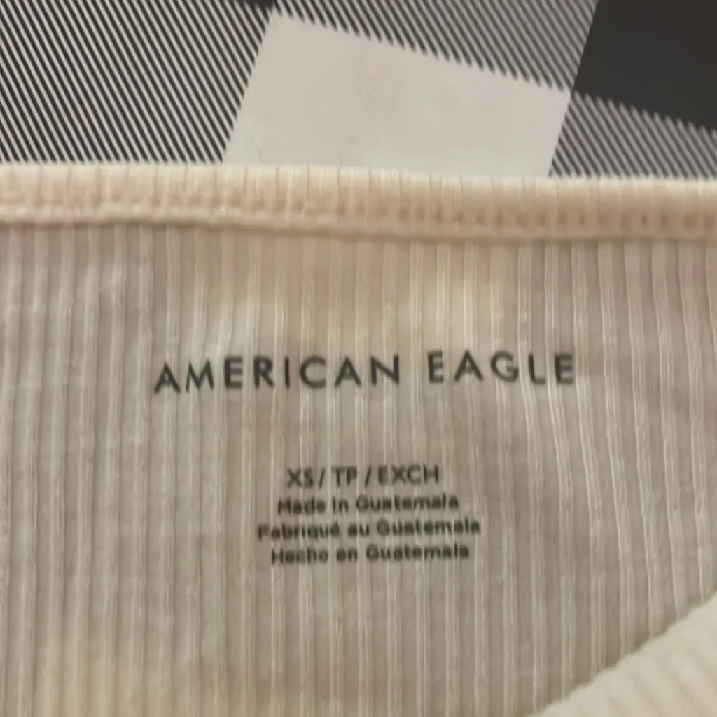 American Eagle Women’s Cream Ribbed Halter Top Soze XS - Image 5