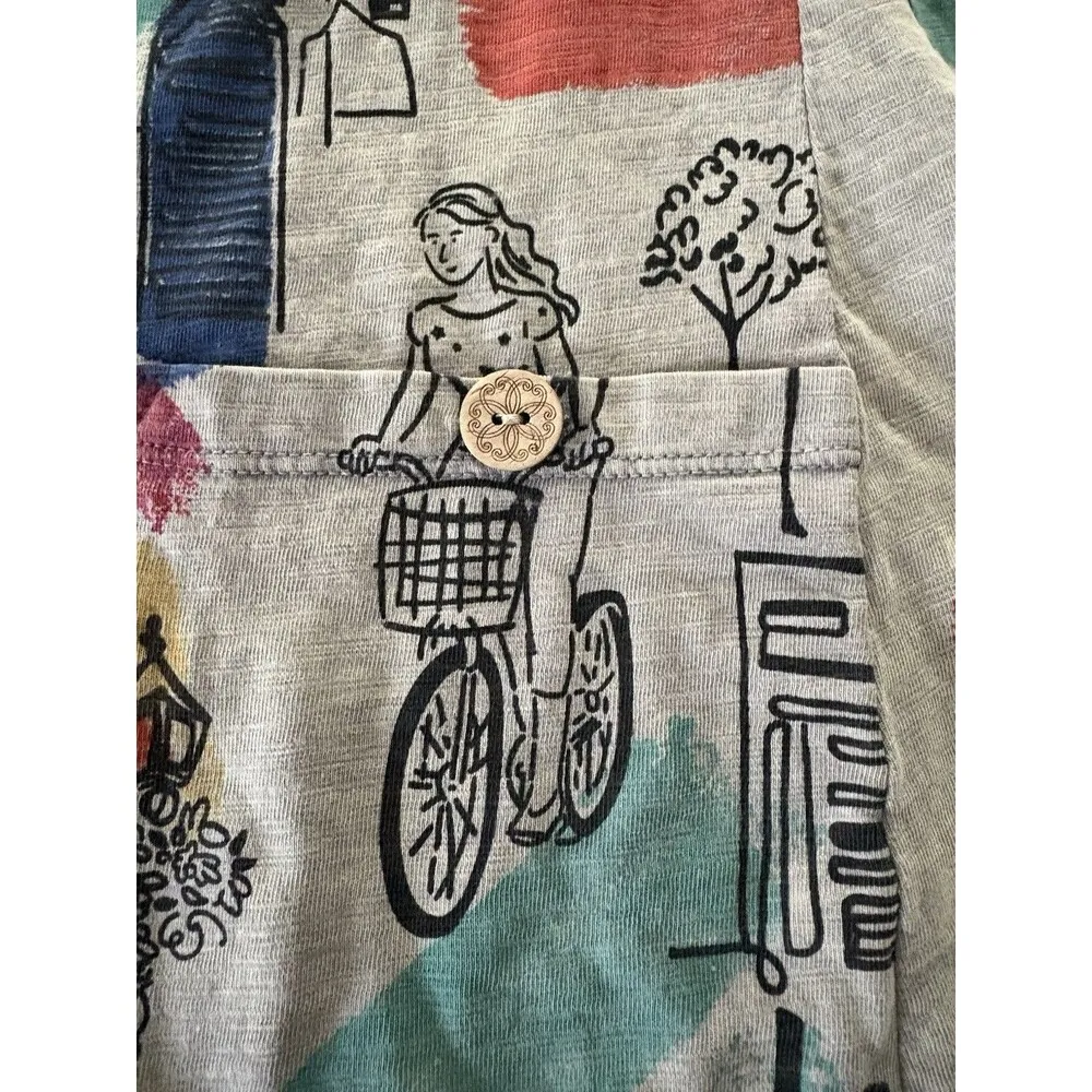 Ali Miles Tunic Top Size L Gray Lagenlook Artsy Pockets City Downtown Bike Dog Size L - Image 14