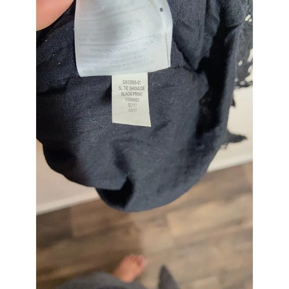 Old Navy Bandana Dress Tie Shoulder Black Print Swing 100% Cotton Lace XSmall - Image 5