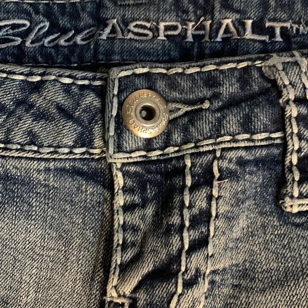 Blue Asphalt Mini Skirt Cutoffs Blue Size undefined - Image 5