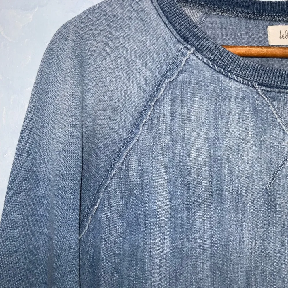 THML Washed Out Denim Blue Raw Hem Long Sleeve Crewneck Casual Comfy Tunic XS - Image 6