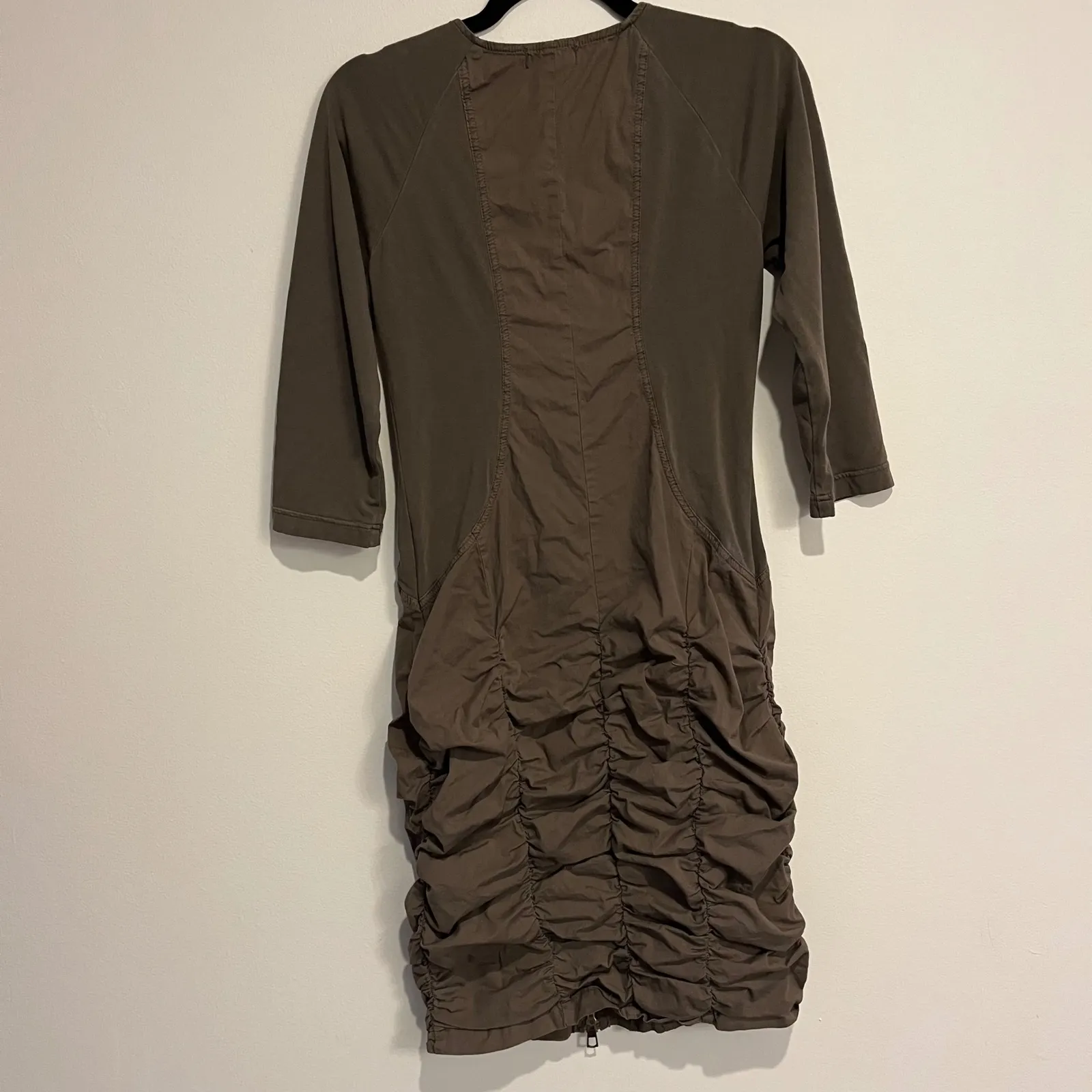 XCVI Wearables Dress Zip Front Ruched Skirt Green Medium Lagenlook Goblincore - Image 2