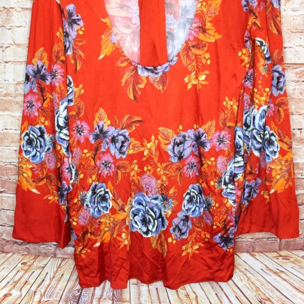 Free People | Summer Red Orange 2 AM Floral Mini Dress High Neck Scoop Back - Image 13