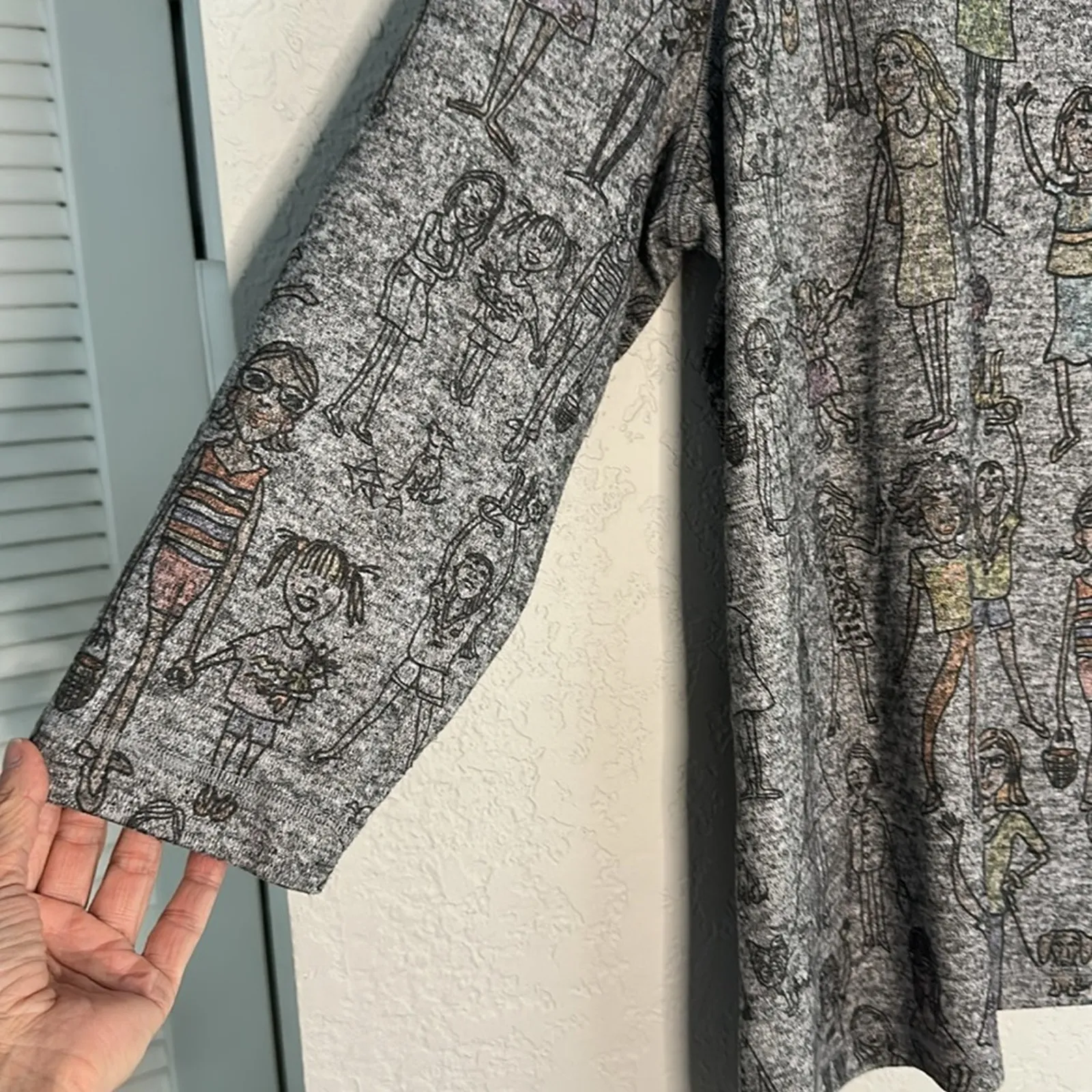 Ali Miles 1X Grey Pullover Top Girl Power Cat Dog Artsy Women Teacher Graphic Gray - Image 7