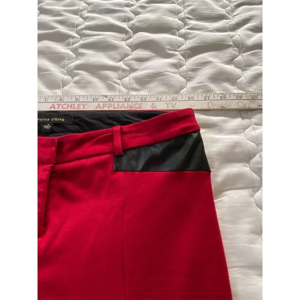 Cynthia Steffe Red Straight Pants with Black Accents Midrise Size 8 - Image 11