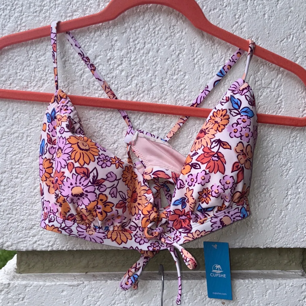 Cupshe Floral Print Swim Top & Mid Rise Swim Bottoms Bikini Set NWT - Image 7