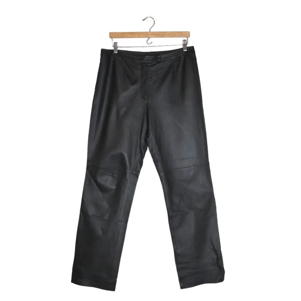 Vintage 90's Y2K Newport News Black Leather High Rise Straight Leg Pants - Image 2