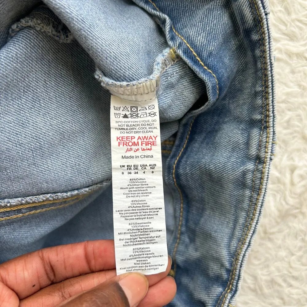 PrettyLittleThing Denim Buckle Mini Skirt US Size 4 - Image 10