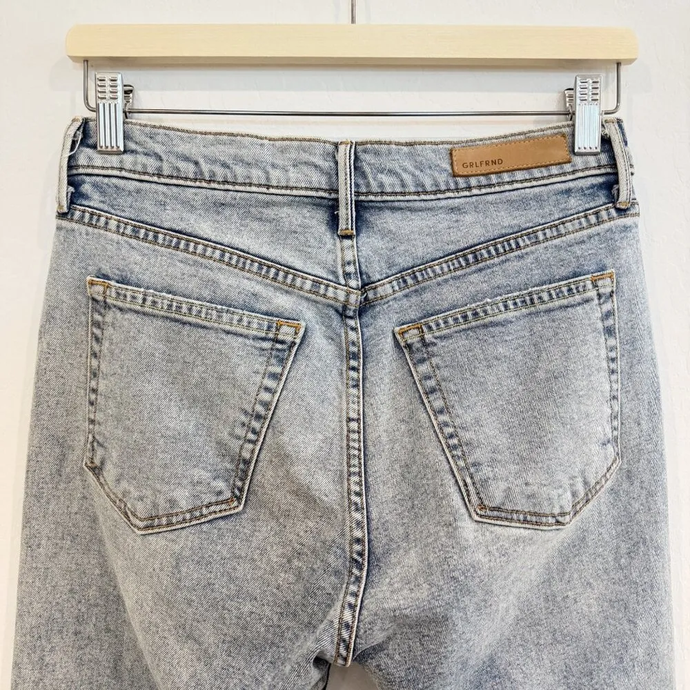 GRLFRND Karolina High Rise Light Wash Raw Hem Blue Jeans Close Call Size 26 - Image 11