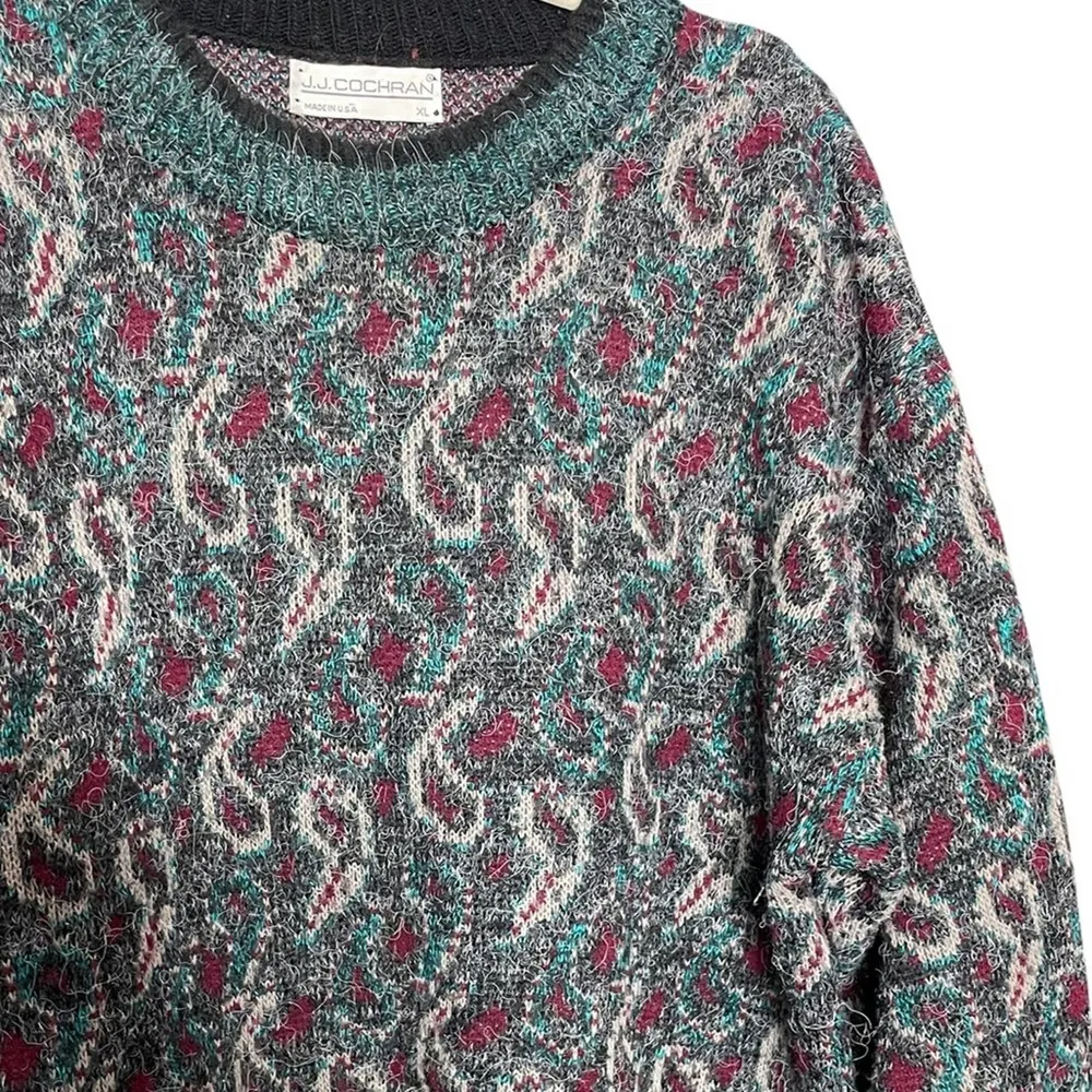 Vintage JJ Cochran Retro Peacock Eyelash Textured Pullover Sweater Size XL - Image 4